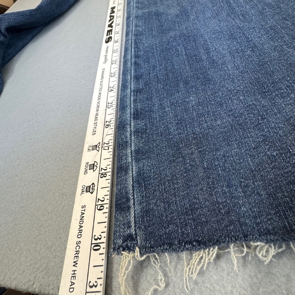 Judy Blue Straight Fit Jeans Sz 11/30 Raw Hem High Rise Soft Classic Blue Denim - Picture 6 of 10